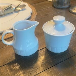 Vintage German Porcelain Creamer and Lidded Sugar Set